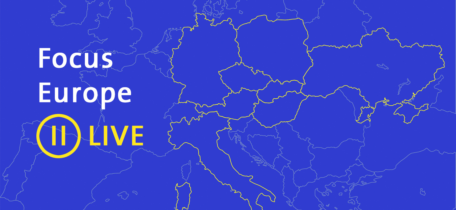 Focus Europe II LIVE - title over a blue map of Europe with hilighted borders of the partner countries